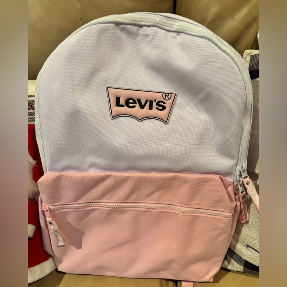 Levi’s Pink & White Colorblock Backpack Laptop Sleeve NWTW Women’s Teen